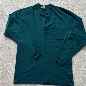 Original Penguin Teal Long Sleeve Henley Shirt